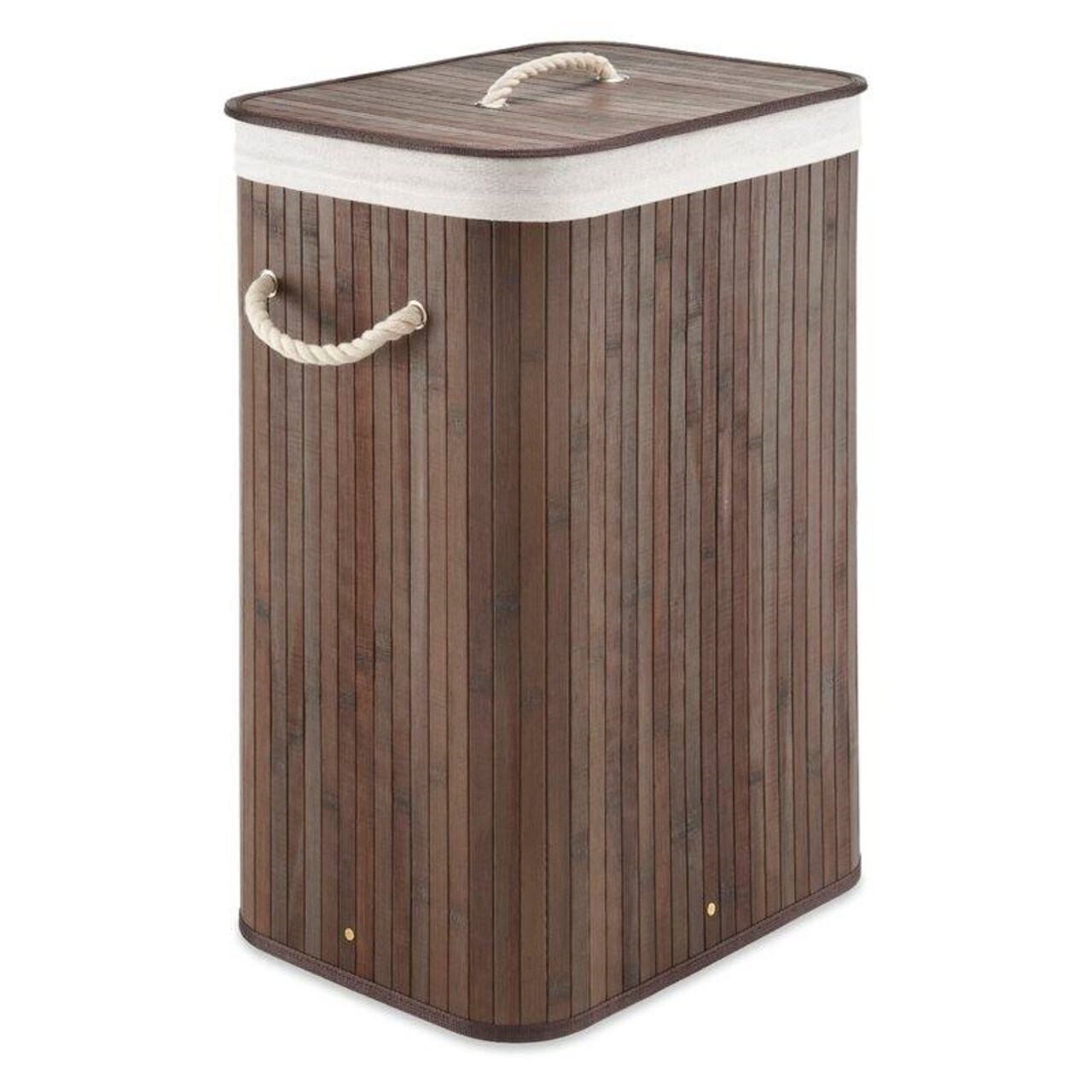 Brown Wicker Laundry Hamper with Removable Liner, Lid and Rope Handles